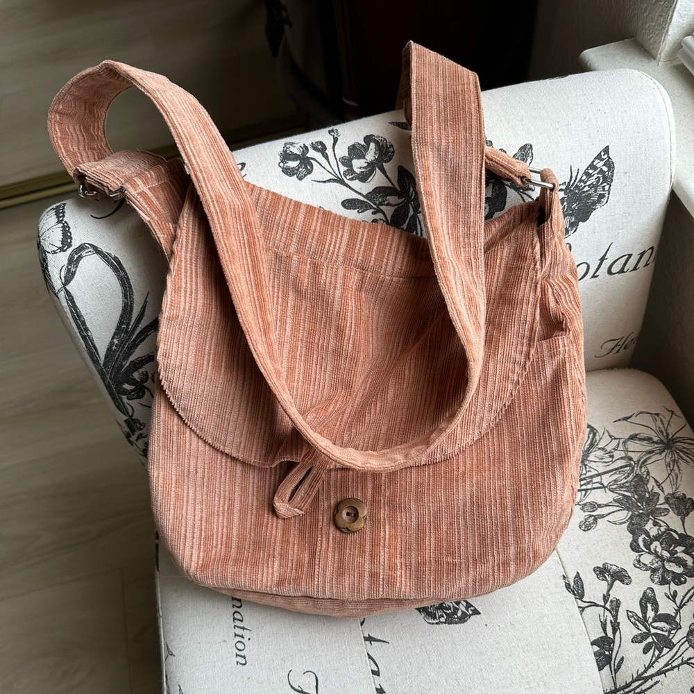 Cool crossbody hobo, corduroy . Made in Budapest .